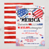 "Merica Patriotic Red White en Blue 2de verjaardag Kaart (Voorkant / Achterkant)