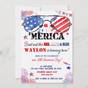 "Merica Patriotic Red White en Blue 2de verjaardag Kaart