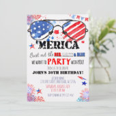 "Merica Patriotic Red White en Blue Birthday Kaart (Staand voorkant)
