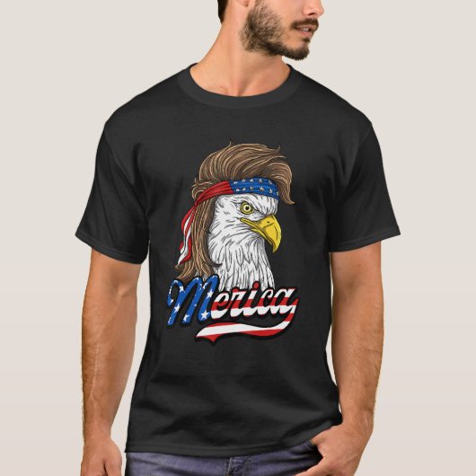 Merica patriotic usa Eagle of Freedom 4th of Jul T-shirt (Voorkant)