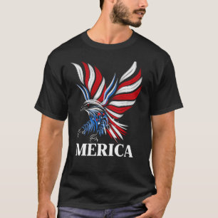 Merica Patriotic USA Eagle of Freedom op 4 juli T-shirt