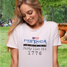 Merica Patriottische 4 juli 1776 Party Zonnebril T-shirt