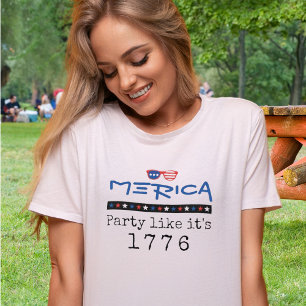 Merica Patriottische 4 juli 1776 Party Zonnebril T-shirt