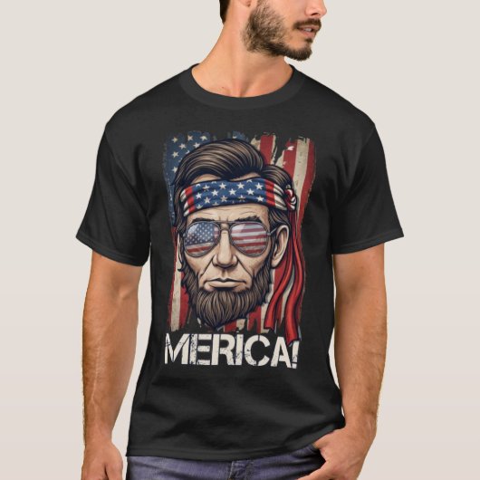 Merica! Patriottische Abraham Lincoln T-shirt (Voorkant)