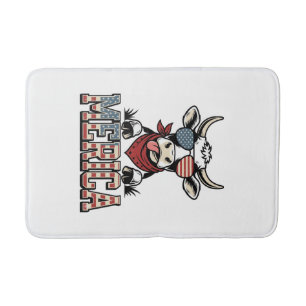 Merica Patriottische Koe Vintage Gravure Grafisch_ Badmat