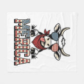 Merica Patriottische Koe Vintage Gravure Grafisch_ Fleece Deken (Voorkant (Horizontaal))