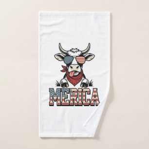 Merica Patriottische Koe Vintage Gravure Grafisch_ Handdoek