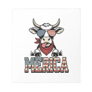 Merica Patriottische Koe Vintage Gravure Grafisch_ Notitieblok