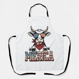 Merica Patriottische Koe Vintage Gravure Grafisch_ Schort