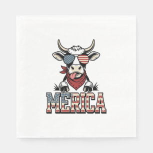 Merica Patriottische Koe Vintage Gravure Grafisch_ Servet