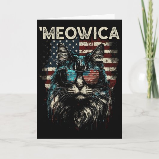 Merica Patriottische Maine Coon Kat Kaart (Voorkant)
