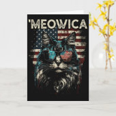 Merica Patriottische Maine Coon Kat Kaart (Gele Bloem)