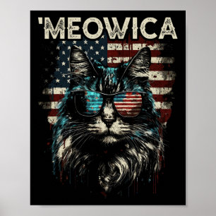 Merica Patriottische Maine Coon Kat Poster