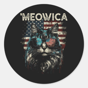 Merica Patriottische Maine Coon Kat Ronde Sticker