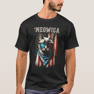 Merica Patriottische Siamese Kat Meowica 4 juli C T-shirt