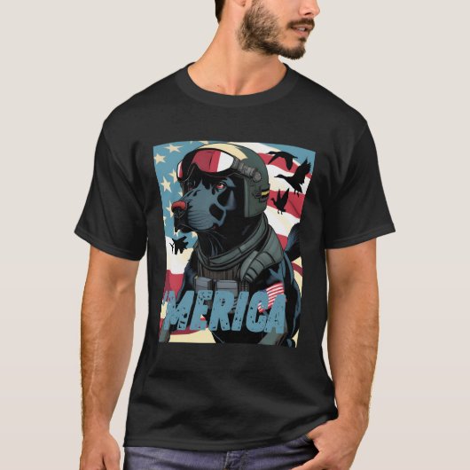 merica patriottische zwarte labrador 4th of juli e t-shirt (Voorkant)
