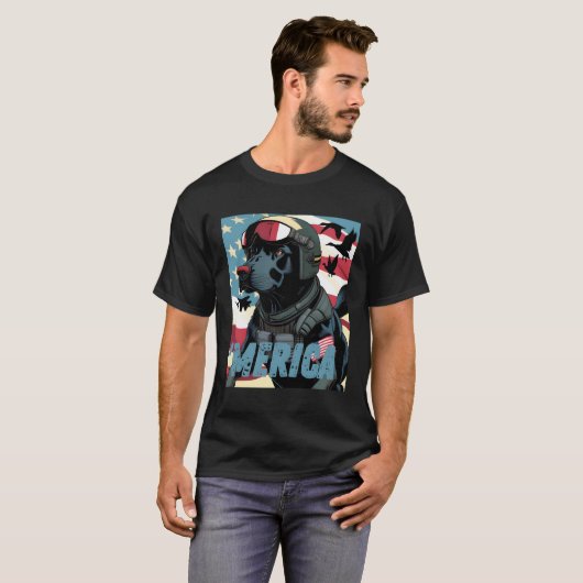 merica patriottische zwarte labrador 4th of juli e t-shirt (Voorkant volledig)