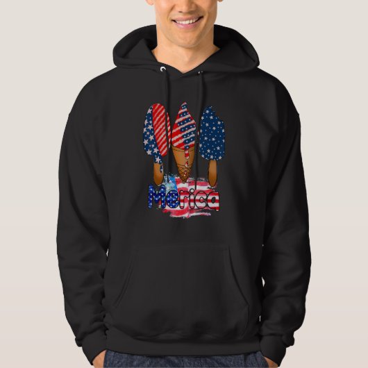 Merica Popsicle 4e juli Red White Blue USA Fla Hoodie (Voorkant)