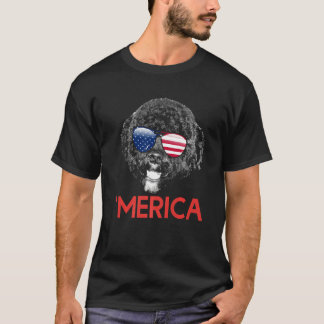 Merica Portugese Waterhond Amerikaanse vlag 4e van T-shirt