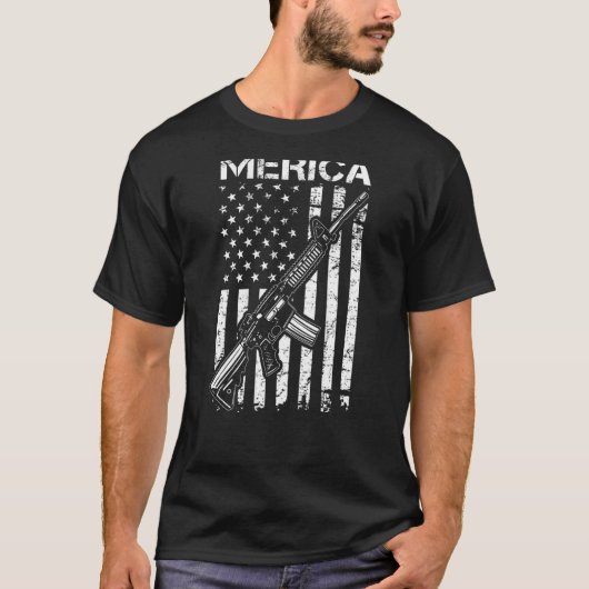 MERICA Pro Pistool AR15 Verenigde Staten Vlag 2e w T-shirt (Voorkant)