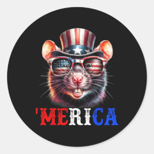 Merica Rat Patriottisch 4 juli Grappige Kinderen M Ronde Sticker