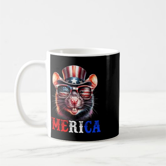 Merica Rat Patriottische 4th of July Grappige Kind Koffiemok (Links)