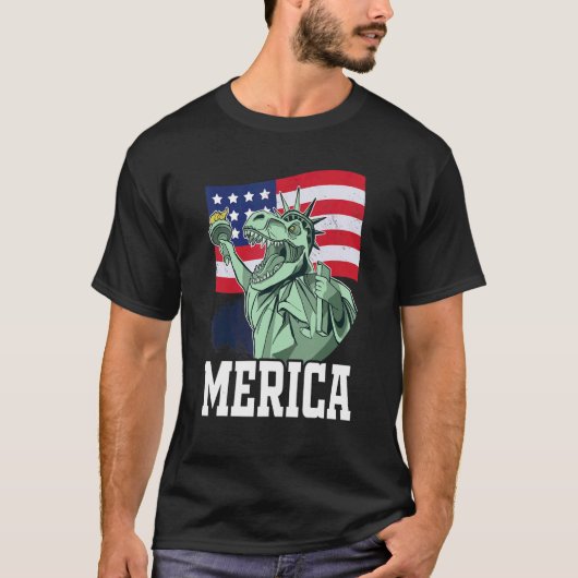Merica Rex Lady of Liberty Independence Day 4e van T-shirt (Voorkant)