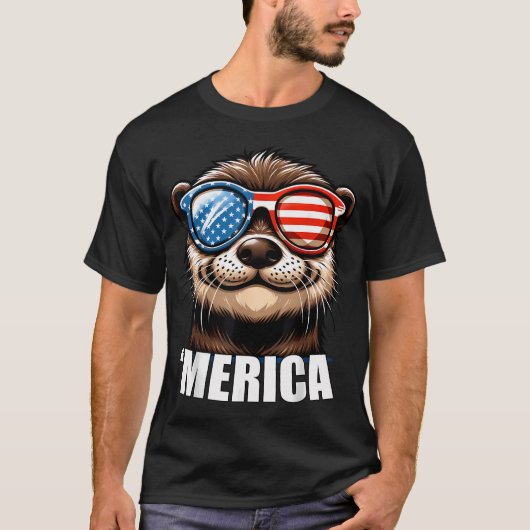 Merica Rivier Otter Grappig Amerikaans Patriottisc T-shirt (Voorkant)
