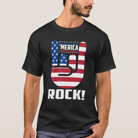 Merica Rock American Flag Patriotic 4 juli T-shirt (Voorkant)