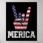 Merica Rock Sign 4 juli  Amerikaanse vlag Poster (Voorkant)