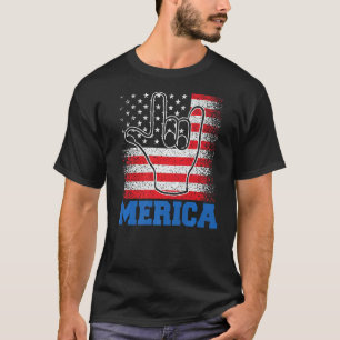 Merica Rock Sign 4 juli VS Amerikaanse vlag T-shirt