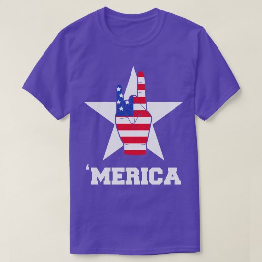 Merica Rock Sign 4 van juli Amerikaans T-shirt (Design voorkant)