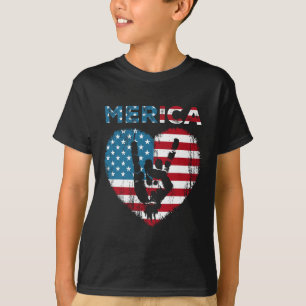 Merica Rock Sign Amerikaanse vlag Amerikaanse Mann T-shirt