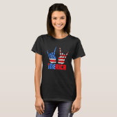 Merica Rock Teken 4 juli Patriottische Amerikaanse T-shirt (Voorkant volledig)