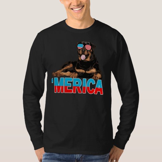 Merica Rottweiler American Flag Zonnebril 4e van T-shirt (Voorkant)