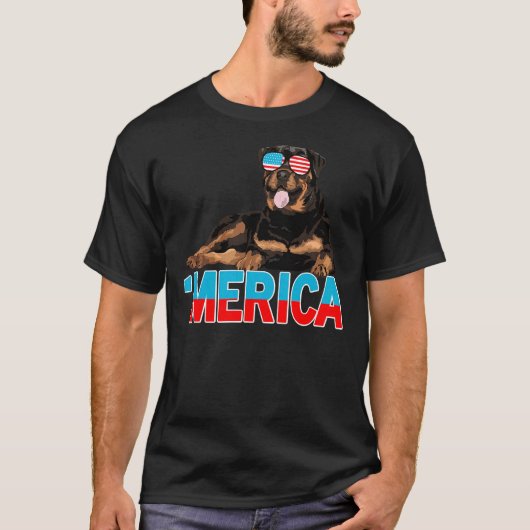 Merica Rottweiler American Flag Zonnebril 4e van T-shirt (Voorkant)