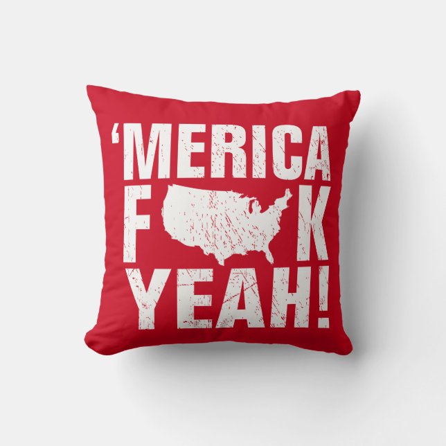 'merica schiet op. Patriottisch Kussen (Voorkant)