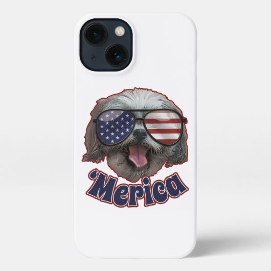 Merica Shih Tzu America Flag USA Hondenliefhebber iPhone Hoesje (Achterkant)