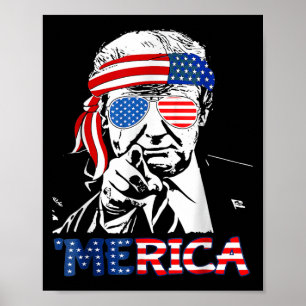 Merica Shirt blij 4 juli Merica Trump Poster