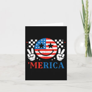 Merica Smile Face Rock Amerikaanse Vlag Patriottis Kaart