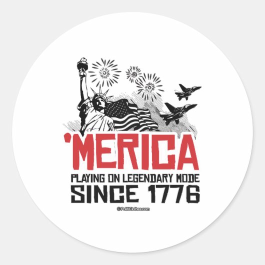 'Merica - Spelen op Legendary Mode sinds 1776 Ronde Sticker (Voorkant)