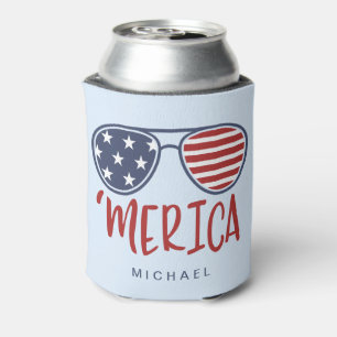 Merica Sunbril Patriotic op 4 juli Koelbox Blikjeskoeler