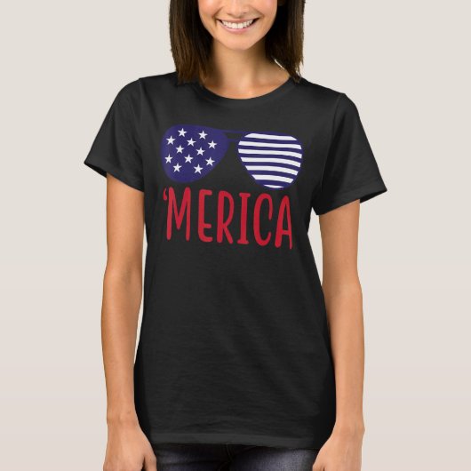 Merica sunglass vs vlag 4e juli Happy Indepen T-shirt (Voorkant)