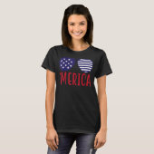 Merica sunglass vs vlag 4e juli Happy Indepen T-shirt (Voorkant volledig)