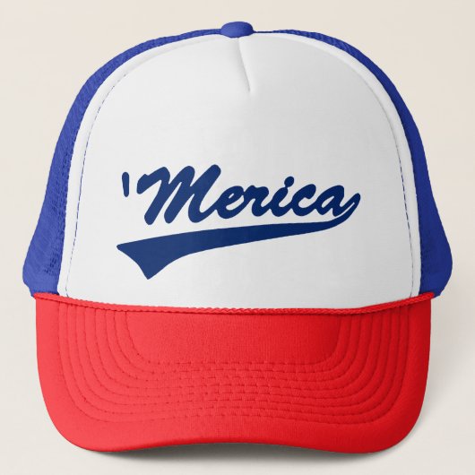"Merica Swoosh Red White & Blue Trucker Hat Trucker Pet (Voorkant)