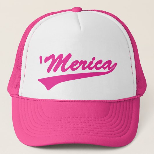 "Merica Swoosh Trucker Hat (roze) Pet (Voorkant)