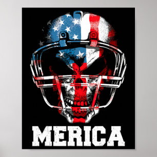 Merica T-shirt Voetbal Usa Vlag 4 juli Trots Yout Poster