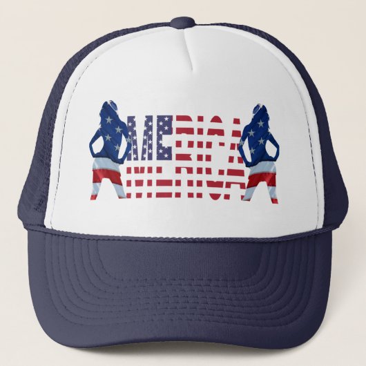 Merica-tekst met vlag en meisjes trucker pet (Voorkant)