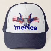 "merica text with eagle & American flag Trucker Pet (Voorkant)