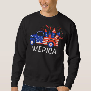 Merica Truck 4 juli rood wit blauw patriotticum Trui